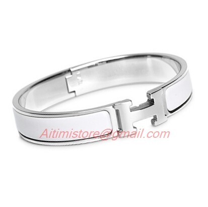 hermes silver and white bracelet