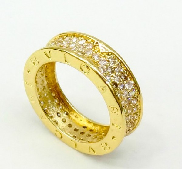 Bvlgari B Zero1 Ring In 18kt Yellow Gold With Pave Diamonds