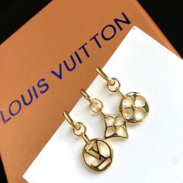 2021 Fashion Louis Vuitton Idylle Blossom Female Paved Diamonds Monogram  Flower Pendant Circle Clip Rose Gold Chain Earrings Q96836