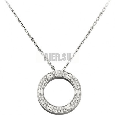 Cartier Love Necklace White Gold Paved With Diamonds Pendant Replica