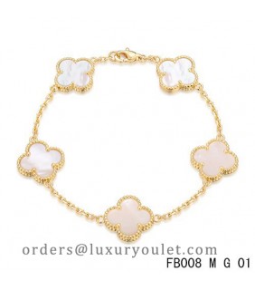 Sweet replica Van Cleef & Arpels Alhambra pink gold bracelet 1