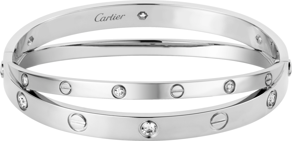 Cartier 18K White Gold 4 Diamond Love Bracelet - modaselle