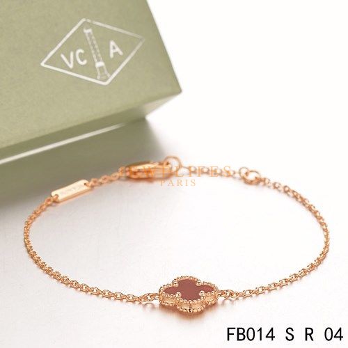 Sweet replica Van Cleef & Arpels Alhambra pink gold bracelet 1