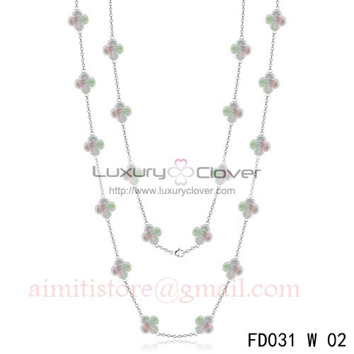 Van Cleef & Arpels - Vintage Alhambra Long Necklace, 20 Motifs - Long Necklace Woman White Gold