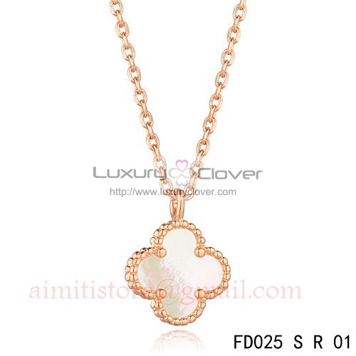 Long Gold Mother of Pearl Designer Inspired Clover Necklace