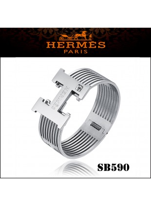 HERMES - Clic H Bracelet - Black Enamel / Silver H Twist Lock - BougieHabit