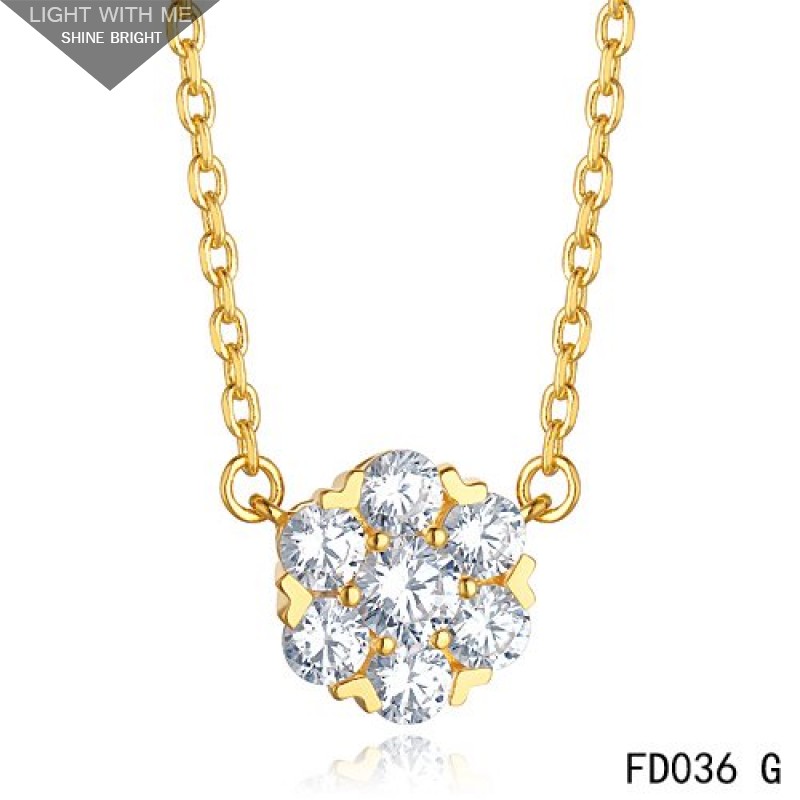Van Cleef & Arpels 18k Yellow Gold Diamond Fleurette Necklace
