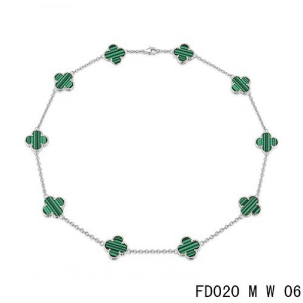 Van Cleef & Arpels Alhambra 18k Yellow Gold 2.42ct Diamond And Malachite  Necklace Vc03-102423 in Metallic | Lyst