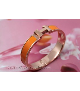 Hermes Clic Clac H Bracelet White Enamel and 18K Pink Gold,Medium - Hermes  Bracelets - Hermes Jewelry
