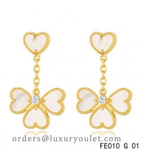 Magic copy Van Cleef & Arpels Alhambra earrings yellow gold white  mother-of-pearl : vancleef-jewelry