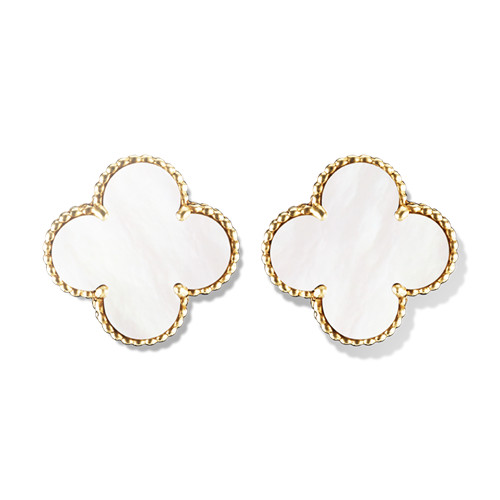 VAN CLEEF & ARPELS 18K Rose Gold Grey Mother of Pearl Magic Alhambra  Earrings 1293251