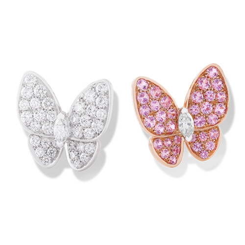 Imitation Van Cleef Arpels Butterfly Plating Gold Earrings Round