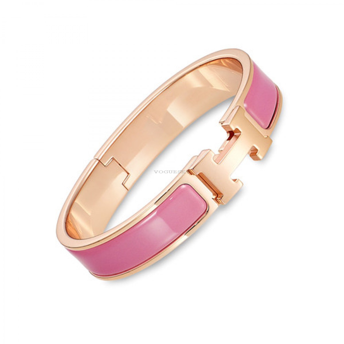Hermes Clic Clac H bracelet pink gold wide cielo blue enamel replica