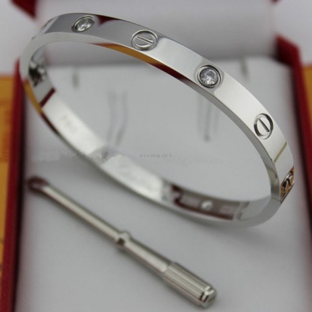 cartier love bracelet white gold plated real with screwdriver replica