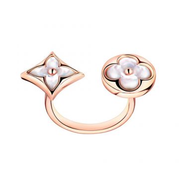 Color Blossom Ring, Yellow Gold, White Gold, Cornelian And