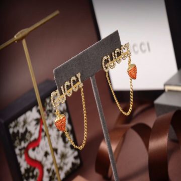 Gucci Red Crystal Strawberry Necklace Gucci