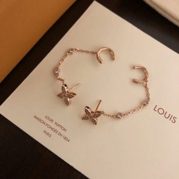 Authentic Louis Vuitton Flower Padlock Monogram Hoop Earrings Gold Women